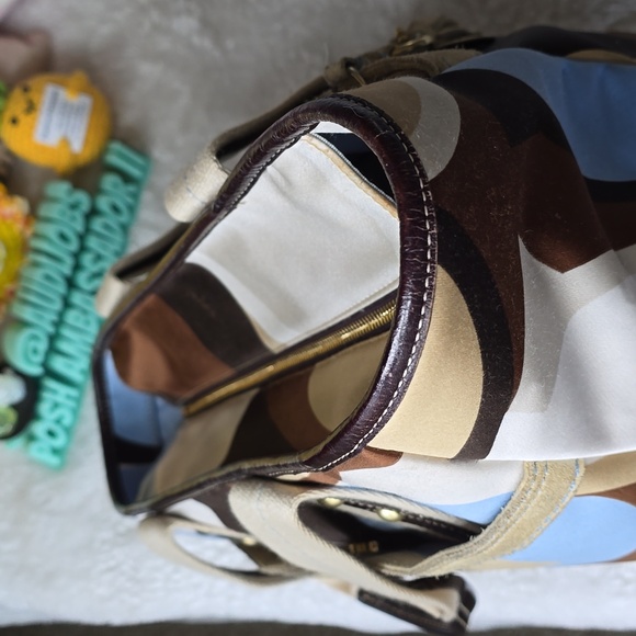 Coach Hamptons OP ART Scarf Print, Suede And Leather Tote C06M - 10116 Vintage - Picture 16 of 17